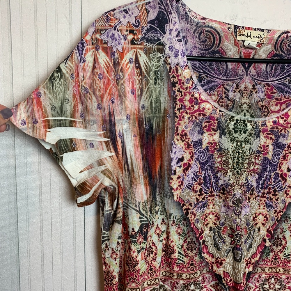 World Unity Colorful Studded Blouse - Picture 2 of 10